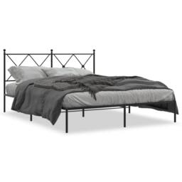 Berkfield Home Metal Bed Frame without Mattress with Headboard Black 160x200cm - Size: 160x200 cm - thumbnail 3
