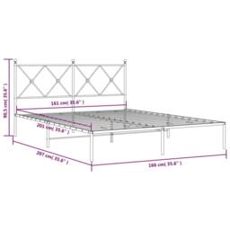 Berkfield Home Metal Bed Frame without Mattress with Headboard Black 160x200cm - Size: 160x200 cm - thumbnail 8