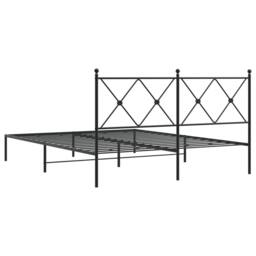 Berkfield Home Metal Bed Frame without Mattress with Headboard Black 160x200cm - Size: 160x200 cm - thumbnail 6