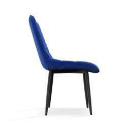 More4Homes Arlo Walnut Table Top W Walnut Legs + Nova Velvet Dining Chair Set Of 6 in Blue - thumbnail 6