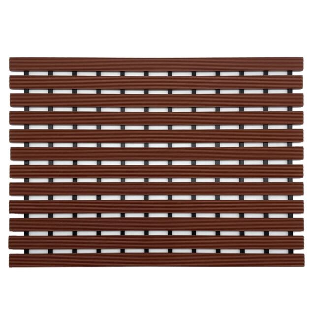 Nicoman PVC Duckboard Anti Slip Shower Mat Bath Mat 61cm x 43cm in Brown - Size: 61 cm x 43 cm - image 1