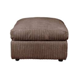 LUXURY LIFE Declan Jumbo Cord Fabric Footstool in Chocolate - thumbnail 1
