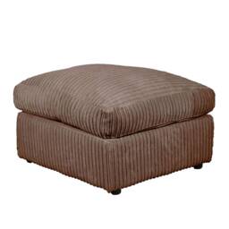 LUXURY LIFE Declan Jumbo Cord Fabric Footstool in Chocolate - thumbnail 2