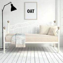 OAT Home Mayfair White & Brass Metal Single Day Bed Frame - thumbnail 2