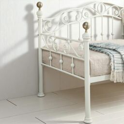 OAT Home Mayfair White & Brass Metal Single Day Bed Frame - thumbnail 4