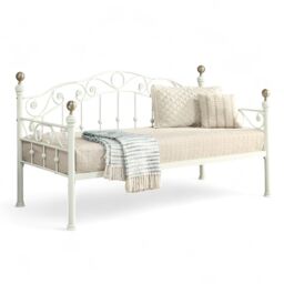 OAT Home Mayfair White & Brass Metal Single Day Bed Frame - thumbnail 6