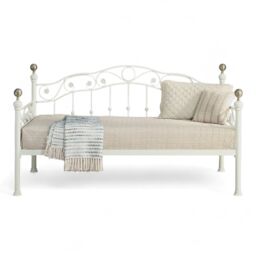 OAT Home Mayfair White & Brass Metal Single Day Bed Frame - thumbnail 7