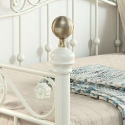 OAT Home Mayfair White & Brass Metal Single Day Bed Frame - thumbnail 3