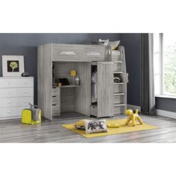 Ashfield Grey Oak Saver High Sleeper Cabin Bed in Light Grey - Size: Single - thumbnail 1