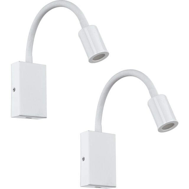 Loops 2 PACK Wall Light Colour White Steel & Plastic Rocker Switch LED 3.5W Included - image 1