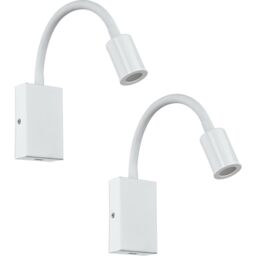 Loops 2 PACK Wall Light Colour White Steel & Plastic Rocker Switch LED 3.5W Included - thumbnail 1
