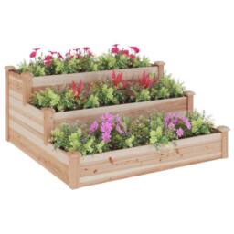 Berkfield Home Garden Raised Bed 120x120x56 cm Solid Wood Fir in Light Tan - Size: 120 x 120 x 56 cm