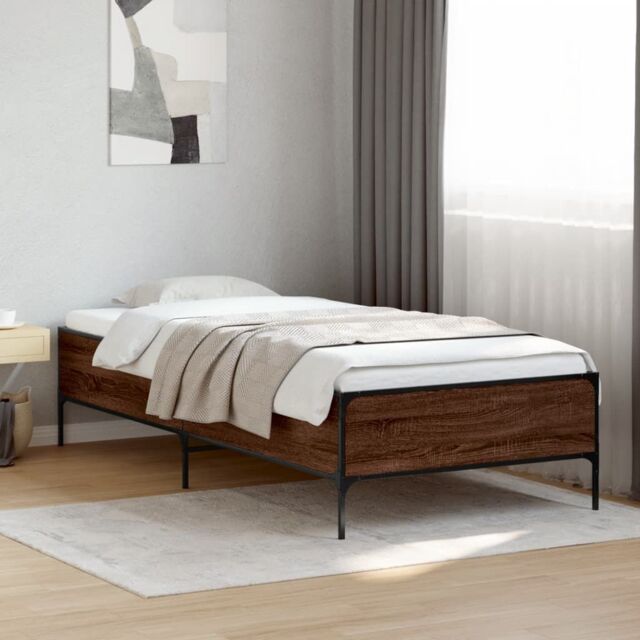 Berkfield Home Bed Frame without Mattress Brown Oak 100x200 cm - image 1