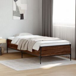 Berkfield Home Bed Frame without Mattress Brown Oak 100x200 cm - thumbnail 1