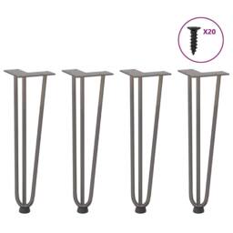Berkfield Home Hairpin Table Legs 4 pcs Natural Steel 42 cm Solid Steel in Grey - thumbnail 1