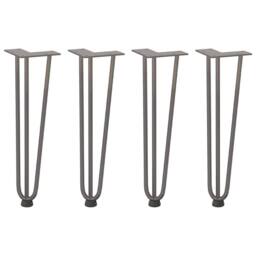 Berkfield Home Hairpin Table Legs 4 pcs Natural Steel 42 cm Solid Steel in Grey - thumbnail 2