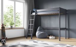 Noomi Tera Solid Wood High Sleeper Bed in Grey - Size: EU Single - thumbnail 3