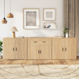 Berkfield Home Sideboards 3 pcs Sonoma Oak Engineered Wood in Brown - thumbnail 1