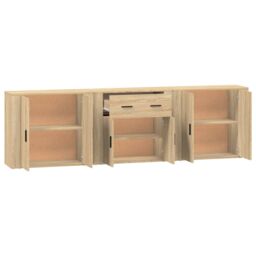 Berkfield Home Sideboards 3 pcs Sonoma Oak Engineered Wood in Brown - thumbnail 5