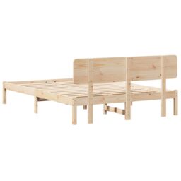 Berkfield Home Bed Frame with Headboard 160x200 cm Solid Pine Wood in Beige - thumbnail 8