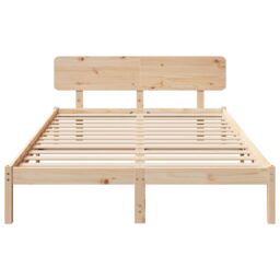 Berkfield Home Bed Frame with Headboard 160x200 cm Solid Pine Wood in Beige - thumbnail 6