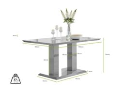 FurnitureboxUK Imperia 150cm 6-Seater Modern High Gloss Pillared Dining Table in Grey - thumbnail 6