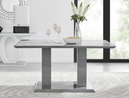 FurnitureboxUK Imperia 150cm 6-Seater Modern High Gloss Pillared Dining Table in Grey - thumbnail 5