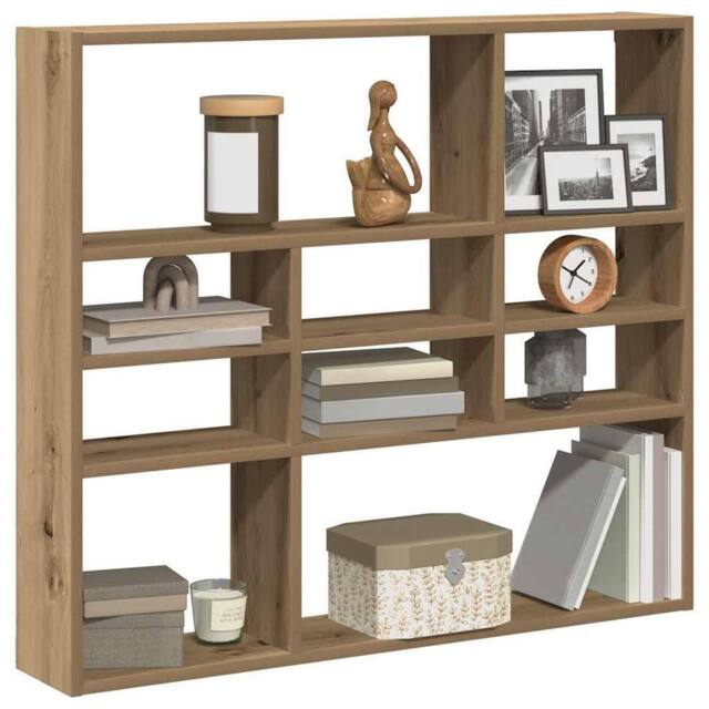 Berkfield Home Wall Shelf Artisan Oak 90x16x78 cm Engineered Wood in Brown - Size: 90 x 16 x 78 cm - image 1