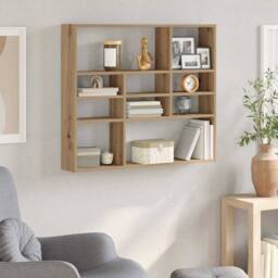 Berkfield Home Wall Shelf Artisan Oak 90x16x78 cm Engineered Wood in Brown - Size: 90 x 16 x 78 cm - thumbnail 2