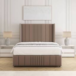 "BSSPOKE Elise Plush Velvet Divan Bed 54""Headboard 2Drawers Footend No Mattress in Taupe - Size: King" - thumbnail 3