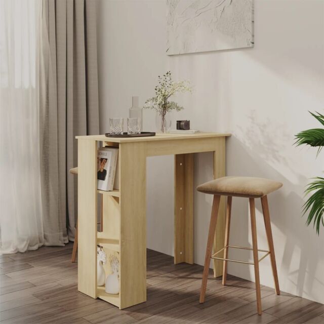 Berkfield Home Bar Table with Shelf Sonoma Oak 102x50x103.5 cm Engineered Wood in Brown - image 1