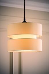 ValueLights Sophia Small 26cm Drum Easy Fit Ceiling Light Lamp Shade with Bulb in Cream - Size: 10 inches - thumbnail 1