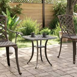 Berkfield Home Garden Table Bronze 53x53x53 cm Cast Aluminium in Brown - Size: 53 x 53 x 53 cm - thumbnail 3