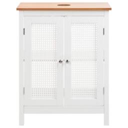 Wyld and Coco Washbasin Cabinet White MDF 60 x 75 cm Perforated Doors - thumbnail 5