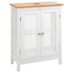 Wyld and Coco Washbasin Cabinet White MDF 60 x 75 cm Perforated Doors - thumbnail 2