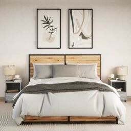 Berkfield Home Bedside Cabinets with LED Lights 2 pcs Grey Sonoma Engineered Wood - thumbnail 4