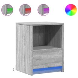 Berkfield Home Bedside Cabinets with LED Lights 2 pcs Grey Sonoma Engineered Wood - thumbnail 2