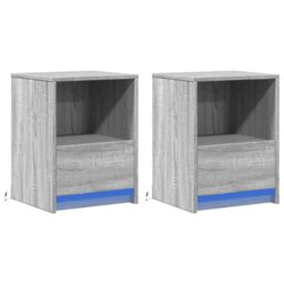 Berkfield Home Bedside Cabinets with LED Lights 2 pcs Grey Sonoma Engineered Wood - thumbnail 3