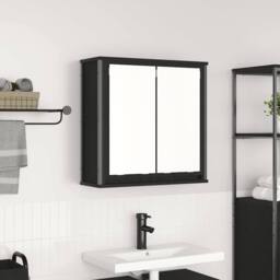 Berkfield Home Bathroom Wall Cabinet with Mirror Black Oak 60x21x60 cm - Size: 60 x 21 x 60 cm - thumbnail 2