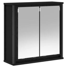 Berkfield Home Bathroom Wall Cabinet with Mirror Black Oak 60x21x60 cm - Size: 60 x 21 x 60 cm
