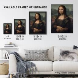 "Artery8 Portrait of Mona Lisa del Giocondo da Vinci Framed Wall Art Print - Size: W12"" x H16""" - thumbnail 3