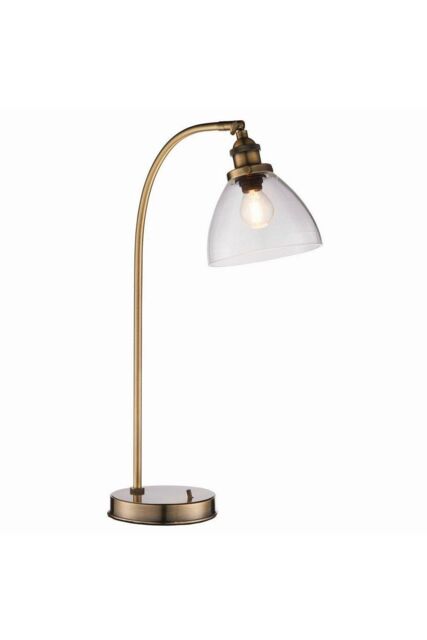 Netlighting Hansen 1 Light Table Lamp Antique Brass Glass E14 in Gold - image 1