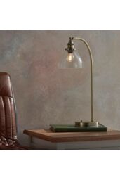 Netlighting Hansen 1 Light Table Lamp Antique Brass Glass E14 in Gold - thumbnail 2