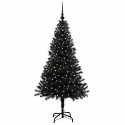 Berkfield Home Christmas Tree with 150 LEDs with Stand Black 150 cm PVC - thumbnail 3