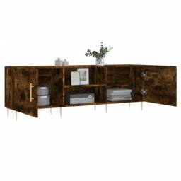 Berkfield Home TV Cabinet Smoked Oak 150x30x50 cm Engineered Wood in Brown - Size: 150 x 30 x 50 cm - thumbnail 4
