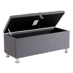 Home Source Storage Ottoman Chest Padded Seat Buttoned Detailing Metal Legs in Dark Grey - thumbnail 3