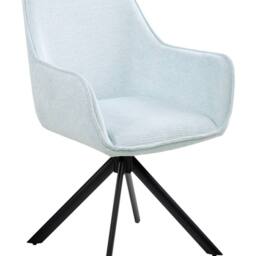 Wyld and Coco Swivel Dining Chair Light Blue Faux-Linen Upholstered Armrest - thumbnail 2
