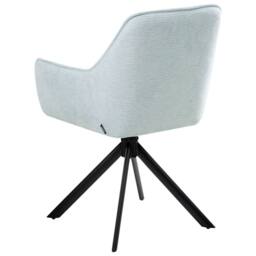 Wyld and Coco Swivel Dining Chair Light Blue Faux-Linen Upholstered Armrest - thumbnail 5