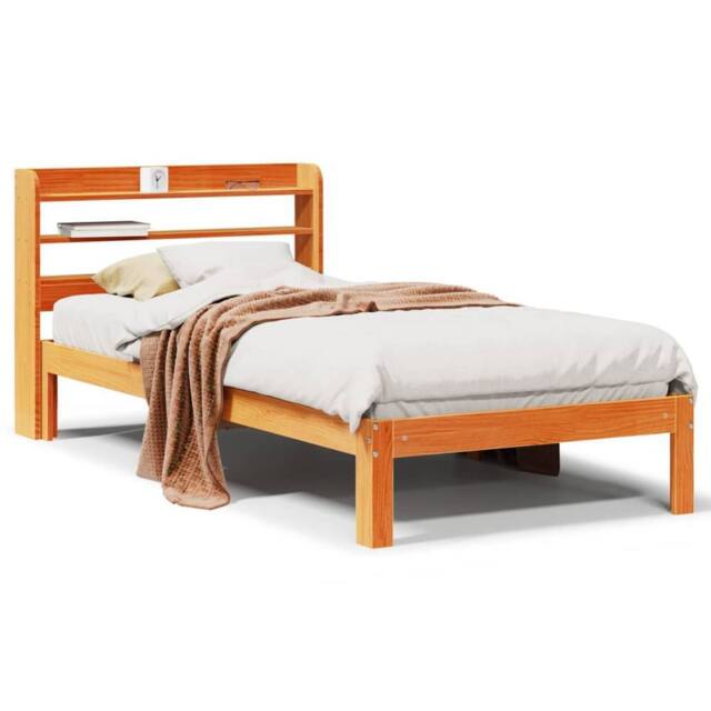 Berkfield Home Bed Frame without Mattress Wax Brown 100x200 cm Solid Wood Pine - image 1
