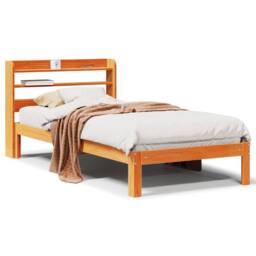 Berkfield Home Bed Frame without Mattress Wax Brown 100x200 cm Solid Wood Pine - thumbnail 1